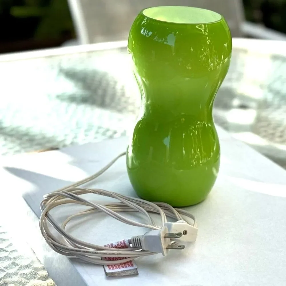 RARE VTG IKEA Kvintant Green Handmade Glass Hourglass Lamp Size 8.25